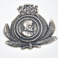 43x40mm Royal Shield Crest Medallion, Antique Silver, pack of 6