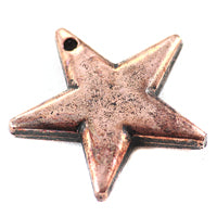 20mm Smooth Star Bead/Charm Drilled, Antiqued Copper, pk/6