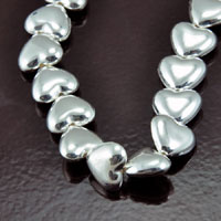 13x12x6mm Puffed  Heart,antique Silver Beads, strand