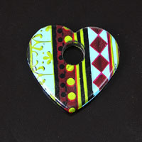 28x25mm Lucite Geometric Heart Flat Back, pk/6