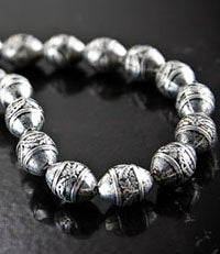 10x8mm Oval Wreath Antiqued Classic Silver, 12in strand