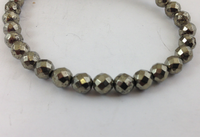 Silver Beads 6mm Pyrite Strand 16 stra