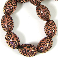 17mm Antique Copper Plate Ethnic Beads, Strand of 18 beads