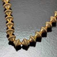 13mm Antiqued Gold Bicone Beads, strand