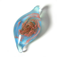 40x18mm Swirl Pendant Turquoise and Coral, ea