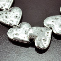 Hammered Heart, Antiqued Classic Silver, strand