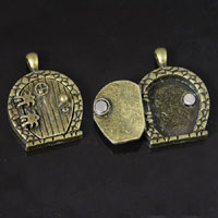 33mm Hobbit Hole / Fairy Wish Door Locket Pendant, Antique Bronze, 1 each