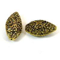30mm Baroque Flower Beads, antique gold, 12" strand