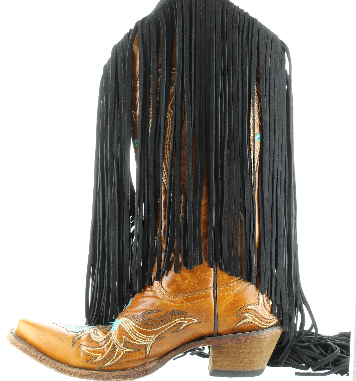 Black Leather Fringe, 10 inches long, Each