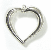 Pereti Inspired Silhouette Heart Pendants Charms, Silver, pack of 6
