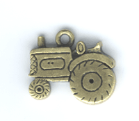 21x19mm Burnished Gold Old Farm Tractor Charm, pk/6