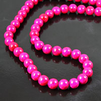 8mm Fuchsia Fossil Beads, 16 inch strand