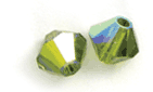 Swarovski Crystal 4mm Bicone Beads, Olivine AB, pk/12