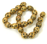 13x10mm Antiqued Gold Ovals w/Stars, 12in strand