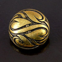 28mm Round Vintage Button, Antiqued Gold, ea