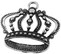 43mm Royal Crown Charm, antique silver, Pack of 6