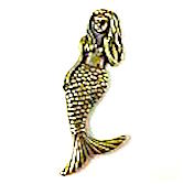 64mm Mermaid Charm, Vintage Gold, Cast in USA, each