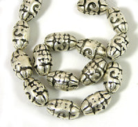 21x12mm Vintage Easter Egg Beads, Classic Silver, strand