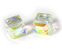 Swarovski Crystal 8mm  Square Beads, Crystal AB, pack of 2