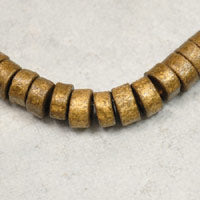6x3mm Antiqued Gold Clay Tube Beads, 7in strand