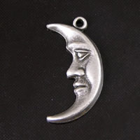 24mm Half Moon Charm, Left Facing, Antique Silver, pack of 6