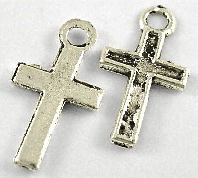 16mm Small Cross Charms, Classic Silver,  48 pieces