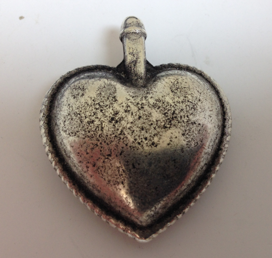 39mm Bordered Puffed Heart Pendant, Antiqued Silver ea