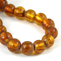 11mm Yellow Topaz Foil Lined Glass Beads, strand