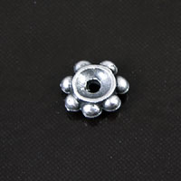 8mm Beaded Spacer 3mm thick w/2mm hole, Antiqued Silver, pk/6