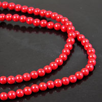 4mm Round Red Fossil Beads