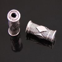 6x14mm Cylinder Metal Bead, Antique Silver, pk/6