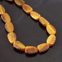 12x8mm Tiger Eye Leaf Beads, 16 inch strand