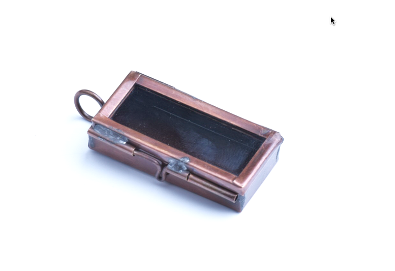 1.58 inch Rectangle Shadow Box Pendant Vintage Copper Locket-PK/2