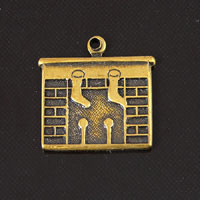 17x12mm Christmas Fireplace Charm, Vintage Brass, pk/6