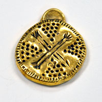 25mm Viking Celtic Norse Shield Charms, Antique Gold, pack of 6