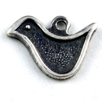 11x8mm Classic Silver Finish Dove Charm, pk/6