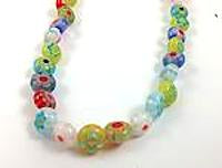 8mm Coin Millefiori Bead Strand, each