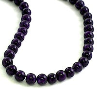 8mm Round Purple Fossil Beads, 16 inch strand