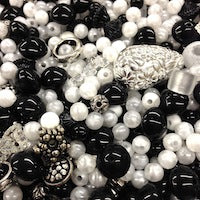 Tuxedo Black White Bead Mix Grab Bag, 1/4 pound