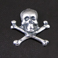 13mm Jolly Roger Skull and Cross bones Charm, Classic Silver, pack of 6