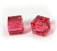 Swarovski Crystal 8mm Square Beads, Padparadscha Pink, pack of 2