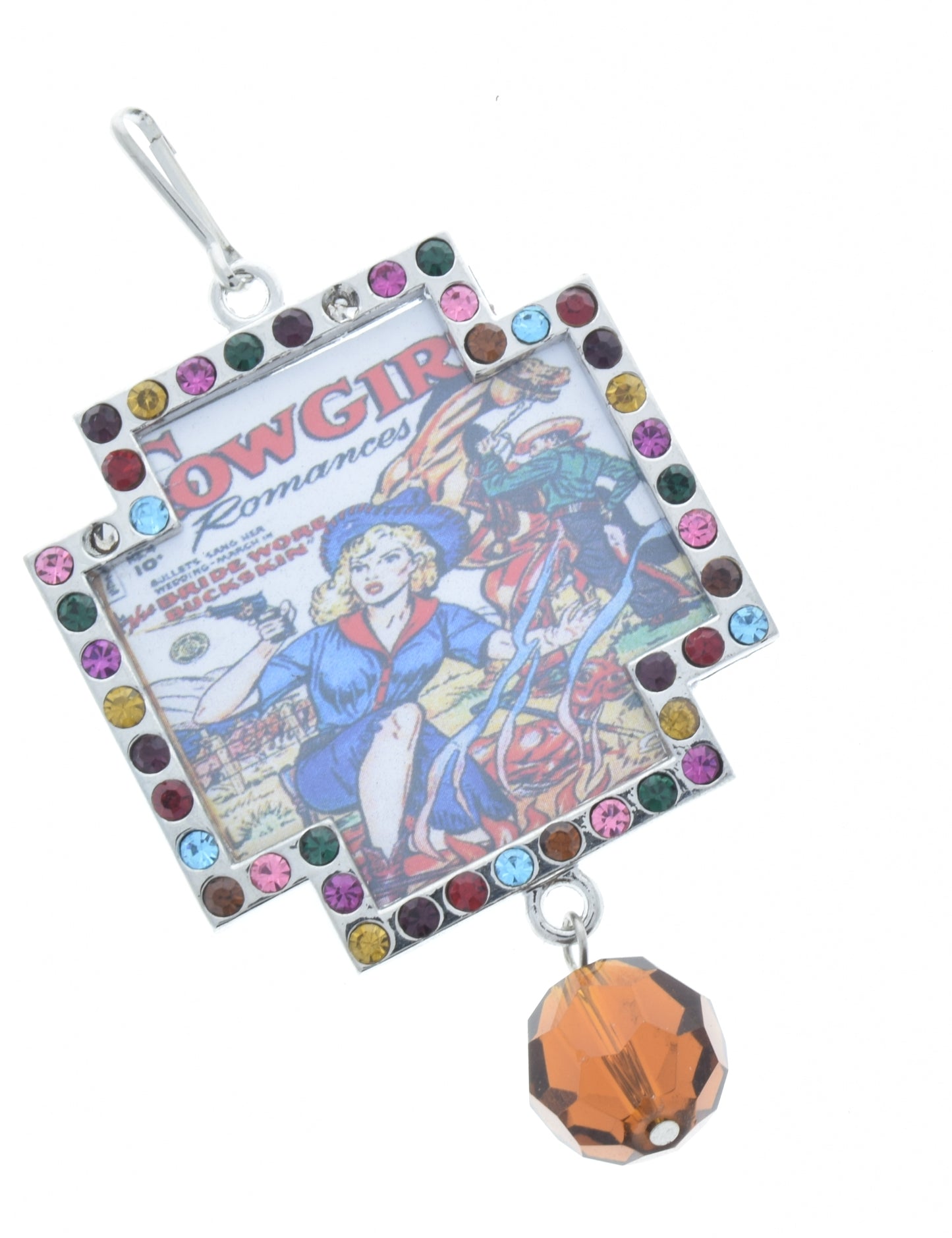 Crystal Border Pendant, Silver, G2202 J, 3 ea