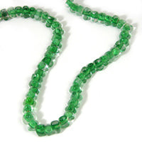 9x6mm Small Tri Sided Glass Bead, Clear/Green, 12 inch strand