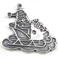 22x20mm Christmas Sleigh Charm, Classic Silver, pk/6