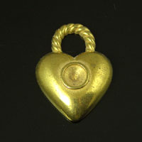 21mm Heart Pendant/Drop w/6mm Set, Twisted Loop, Gold, pack of 6