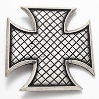 Grid Iron Cross Belt Buckle, Antique Silver, each