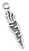 15mm Carrot Charm, Classic Silver w/ring, pkg/6