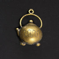 13x21mm Vintage Brass Tea Kettle-Tea Party Charm, pk/6