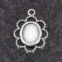 8x6 Bezel Setting Charm, Classic Silver, pack of 6