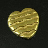 38mm Wavy Heart, Gold Flat Back, ea